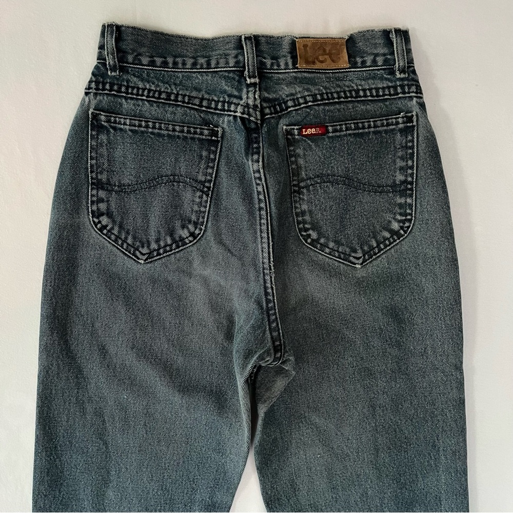 Vintage Lee Made USA High Rise Straight Leg Mom Jeans Size 9 Long Tall 90s Denim - Picture 4 of 13